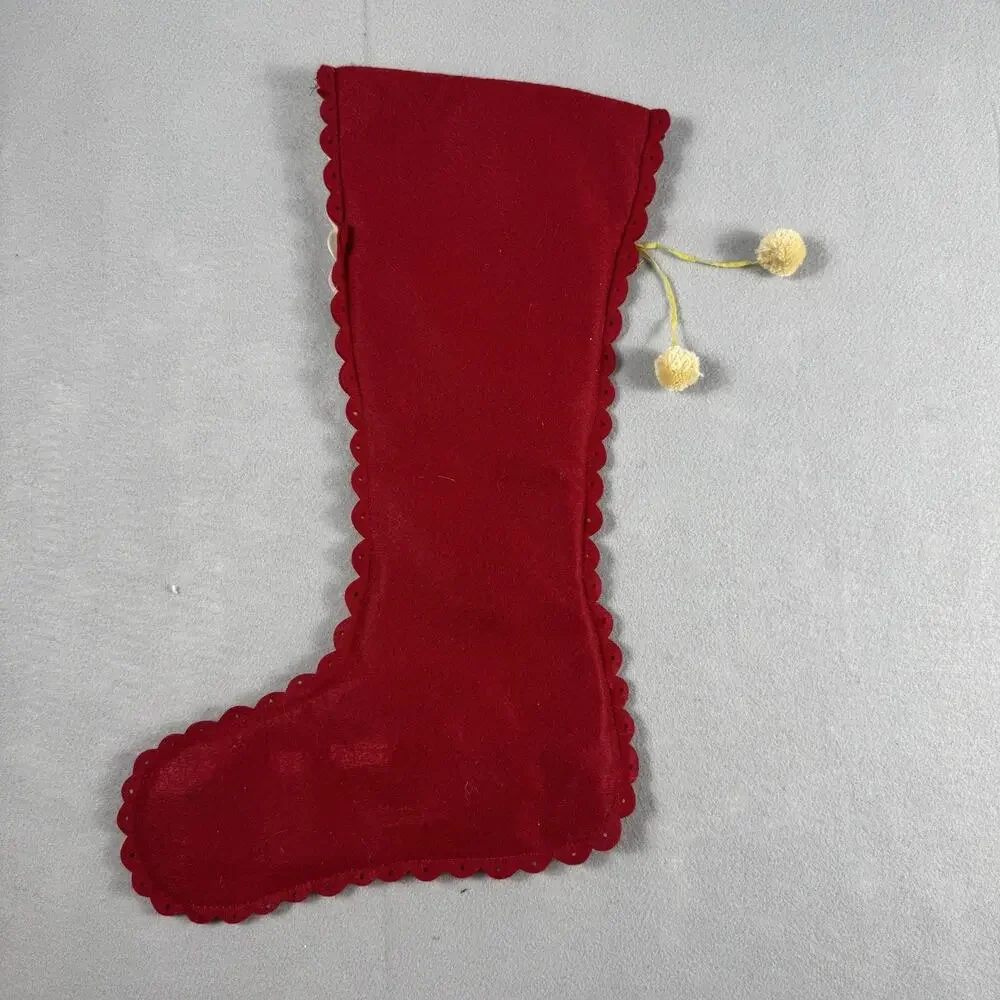 Pier 1 Set Of 2 Vintage-Style Christmas Stockings with Intricate Felt Appliqué